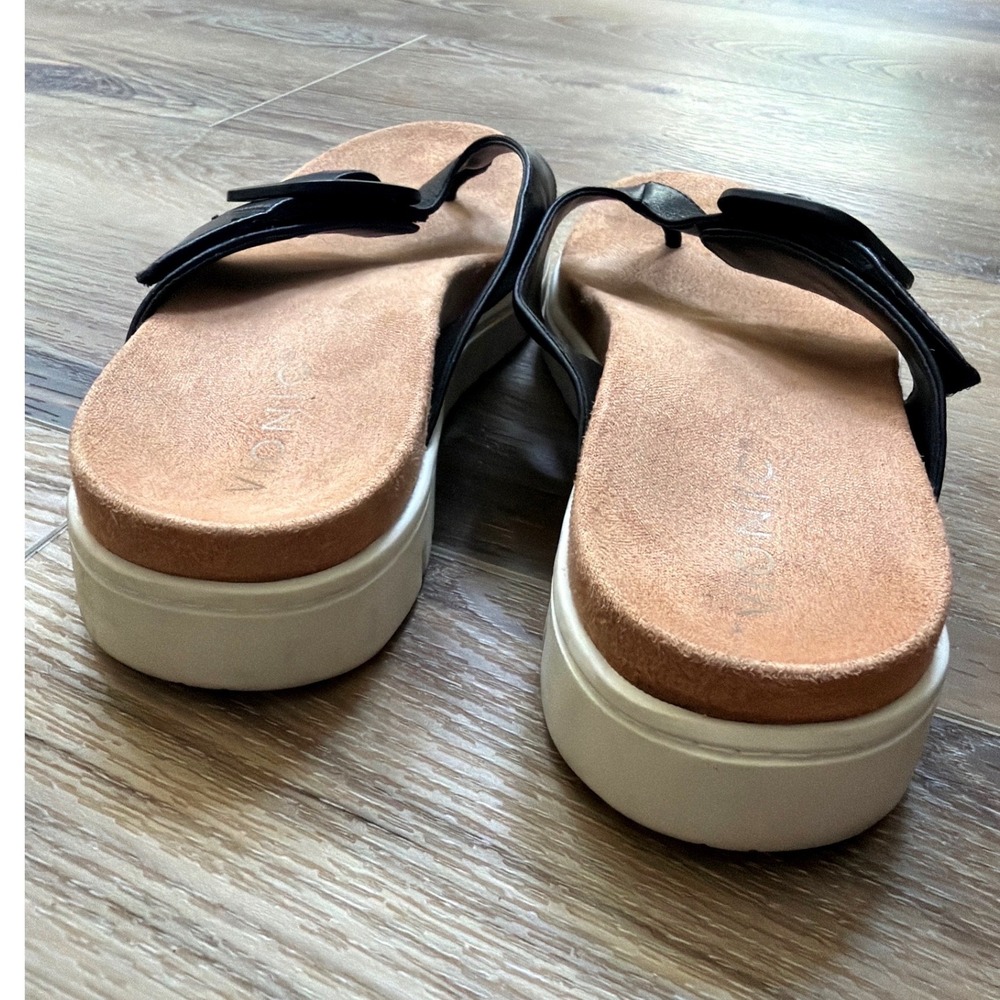 Vionic Uptown Marin Black Leather Platform Thong Sandals Sz 6.5 Orthotic Beachy - Picture 7 of 10